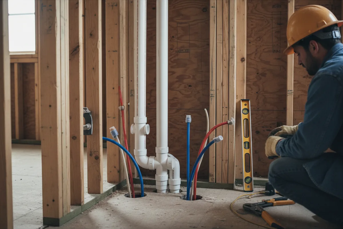 Drain and supply rough-in during Drain Cleaning in Parma