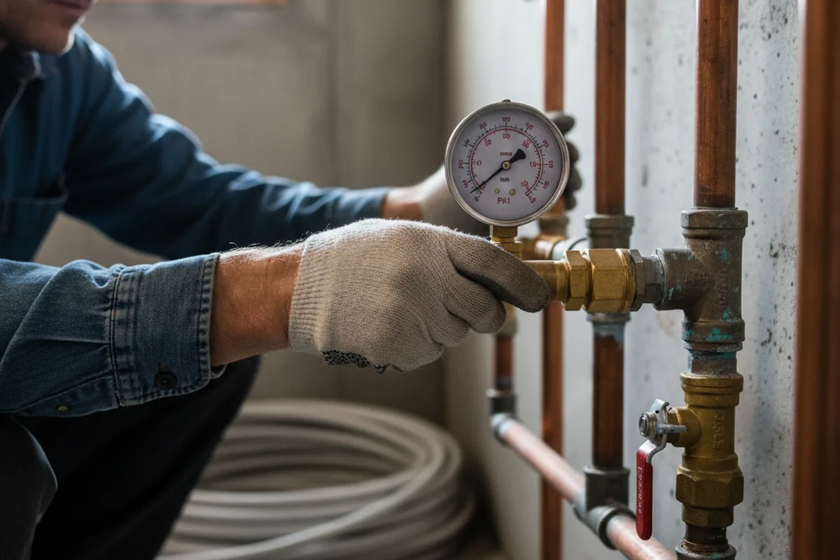Pressure testing a repaired line during Water Line Repair in Parma